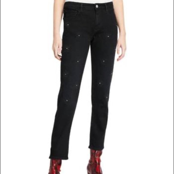 Brockenbow X Zadig & Voltaire Black Queen Mary studded Diamond jeans size 26 - Picture 1 of 16